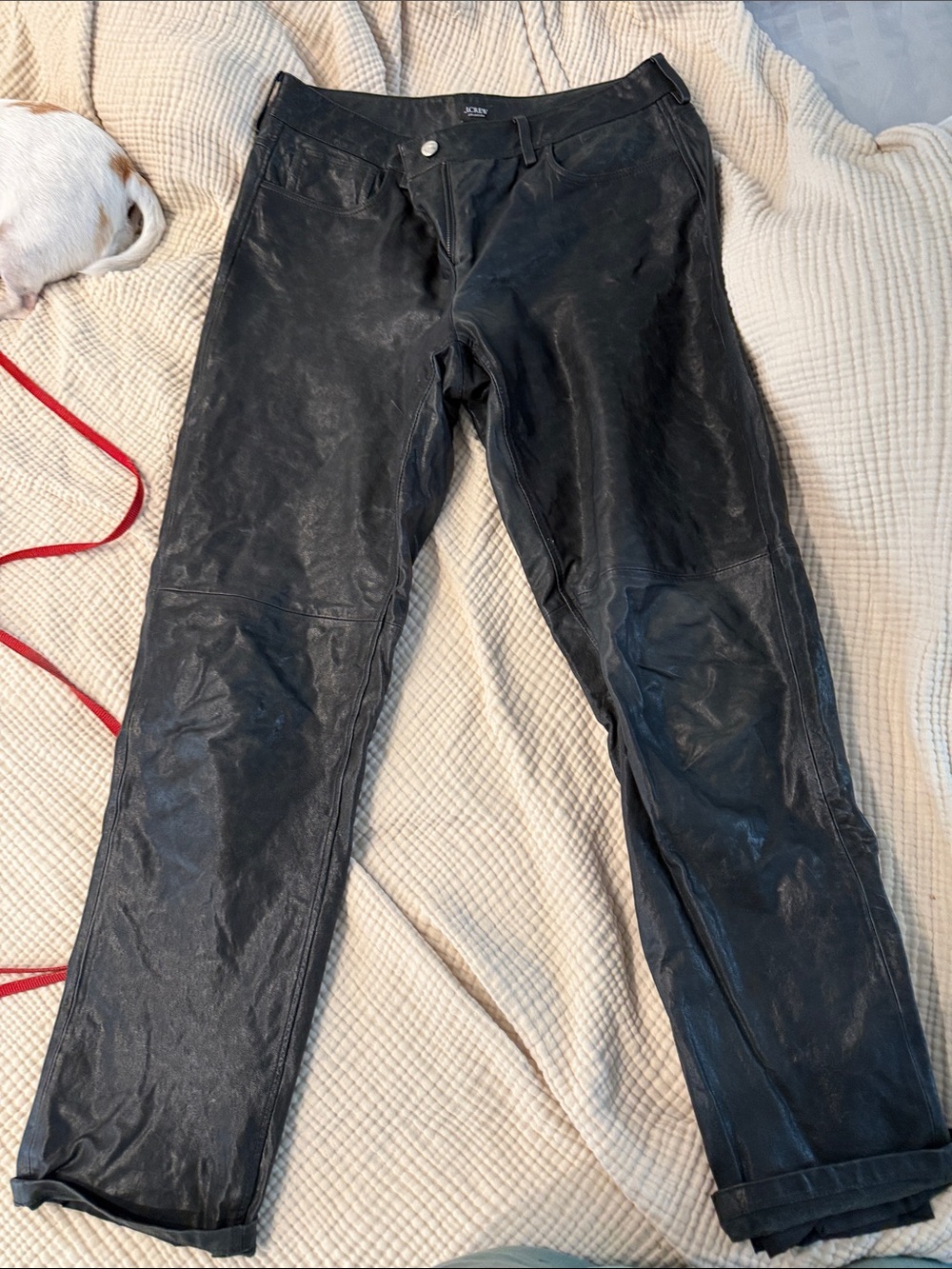 J. Crew Black leather Straight-Leg Women's Pants